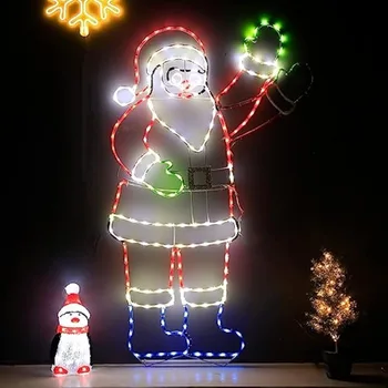 5 pėdų Kalėdų Kalėdų Senelis, 273 LED Kalėdų tėvo neoninis ženklas, su apšviestu šaliku ir kepure, namų šventės dekoravimas