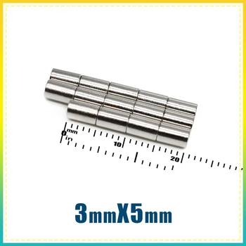 50/100/200/500/1000PCS 3x5 Galingi magnetiniai magnetai Diskas 3mm x 5mm Maži apvalūs nuolatiniai neodimio magnetai Stiprūs 3x5mm 3*5 mm