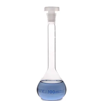 500ml Skaidri laboratorinė borosilikatinio stiklo matavimo kolba su plastikiniu kamščiu 