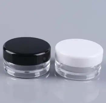 5G juoda Tuščias plastikinis kremo indelis, 5ml Mažas nagų miltelių dėklas Kosmetikos konteineris Didmeninė prekyba