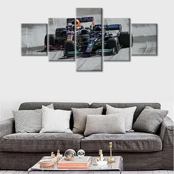 5Vnt Kaimiškas F1 lenktyninių automobilių namas Paitings sportinių automobilių paveikslėliai Drobės plakatas HD spausdinti Namų dekoras Nr. Įrėmintas 5 skydas Kambario dekoro siena