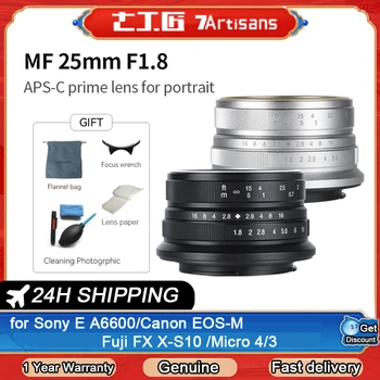 7amatininkai 25mm F1.8 APS-C Prime fotoaparatų objektyvas Sony E Mount /Fujifilm/Canon EOS-M Mout Micro 4/3 A7 A7II A7R nemokamas pristatymas