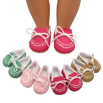 7cm mini lėlių batai tinka 43 cm naujagimių lėlių aksesuarams ir amerikietiškiems lėlių laisvalaikio plokščiadugniams bateliams Rožiniai, rožiniai, chaki