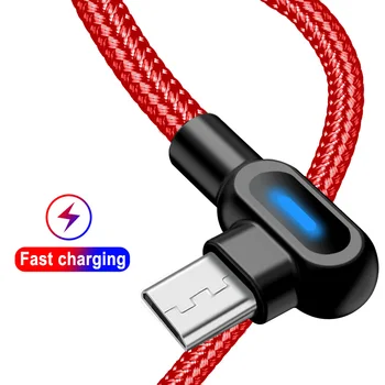 90 laipsnių C tipo mikro USB kabelio palaikymas 2.4A greitas įkrovimas 1M 2M 12 11 C tipo USB mikrousb laidas