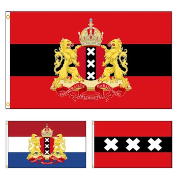 90x150cm Olandija Nyderlandai Amsterdamo miesto herbas Vėliavos vėliavos puošyba FLAGLAND