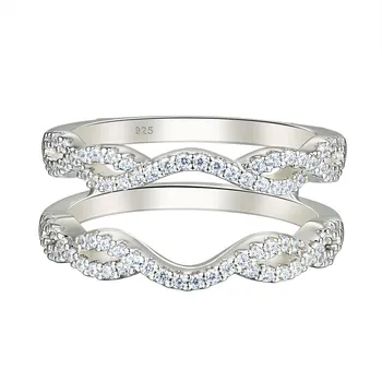 925 svarų sterlingų sidabro sukimo begalybės apsaugos stiprintuvas vestuviniai žiedai moterims Sužadėtuvių žiedas 5A kubinio cirkonio smulkių papuošalų dovana
