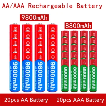 AA + AAA baterija AA 1.5V 9800mAh 1.5V AAA 8800mAh Šarminis įkraunamas akumuliatorius Žibintuvėlis Žaislinis MP3 grotuvas Pakeiskite Ni-MH bateriją