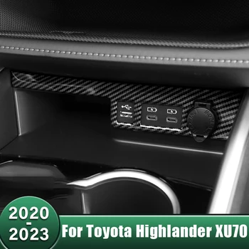 ABS automobilio stiliaus centrinis valdymas USB rėmo apsauginio dangtelio apdailos lipdukas Toyota Highlander XU70 2020 2021 2022 2023 Hibridas