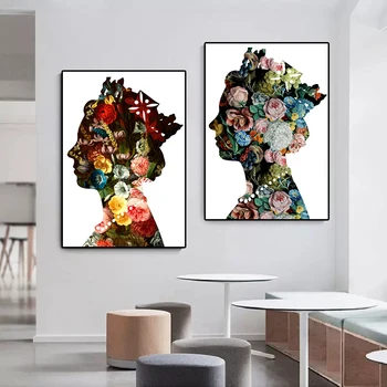 Abstrakčios karalienės Elžbietos II gėlės Drobės paveikslai Garsus portretinis plakatas ir spaudiniai Sienų menas Paveikslas Svetainė Namų dekoras