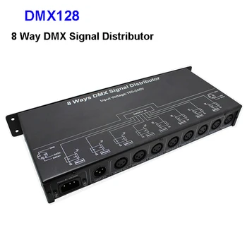 AC 110V ~ 220V DMX128 8 kanalų DMX valdiklis / 8CH stiprintuvas / skirstytuvas / DMX signalo kartotuvas / 8 išėjimo prievadai DMX signalo skirstytuvas