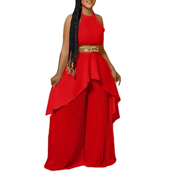 afrikietiški drabužiai Moterys 2 dalių komplektas ilgos viršūnės ir plačios kojų kelnės tinka madai Nauja tvirta elegantiška gatvės apranga Dashiki Afrikos apranga