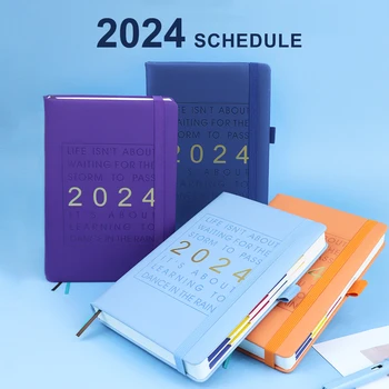 Agenda 2024 Planner A5 Notebooks Weekly Monthly Diary Journal School Office Supplies Kawaii Stationery Goal Habit Schedules