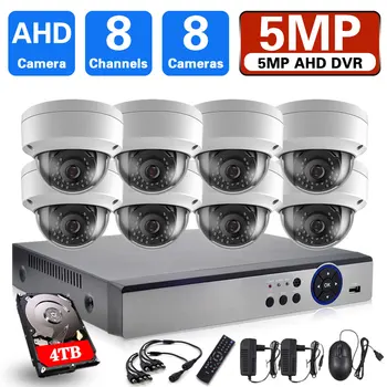 AI veido aptikimas 8CH 5MP DVR CCTV saugos rinkinys XMeye sistema AHD lauko vandeniui atsparus BNC kameros vaizdo stebėjimo rinkinys