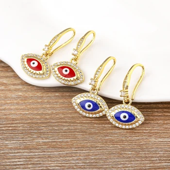 AIBEF Turkų laimingas blogas akių lašas moteriški auskarai 4 spalvų amuleto pakabukas varis CZ papuošalų žavesys aksesuarai Mergaitės gimtadienio dovana