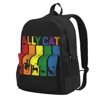 Ally Cat Lgbt Gay Rainbow Pride Flag Ally Cat Lgb Didelės talpos kuprinė Spausdinti Kuprinės