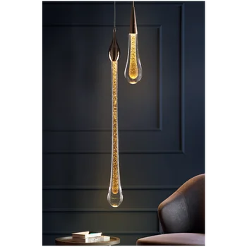 American Cyrstal Prabangi pakabinama lempa Auksinis šviestuvas Long Line Light Miegamasis Restoranas Baras Kūrybinės stiklinės lempos Pakabinama lempa