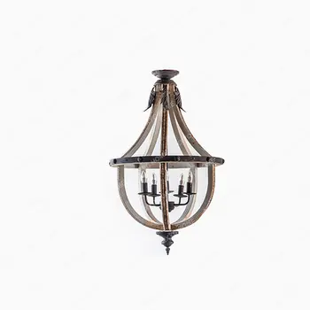 American Retro Distressed Sietyer Wrated Iron Bedroom Corridor Solid Wood Lamp B & B Photography Shooting Props Antique