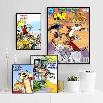 Animacinis filmas C-Calvin ir H-Hobbes Plakatas Lipnus meno plakatas Retro Kraft popierinis lipdukas 