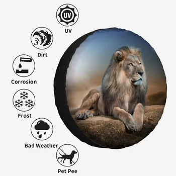 Animals Lion Custom Atsarginio rato dangtis Universalus 4WD RV padangų apsaugos automobilio dangčio priedai Atsarginiai dangteliai 14in 15in 16in 17in
