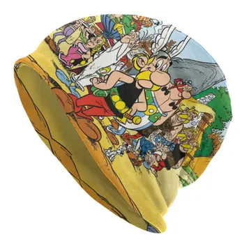 Anime Asterix ir Obelix Beanie Cap Winter Warm Bonnet Homme Megztos skrybėlės Lauko anime animacinis filmas Getafix Skullies Beanies Caps