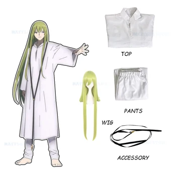 Anime Fate Grand Order Enkidu Kimono Cosplay kostiumas Baltas chalatas Žalias perukas Helovino vakarėlių rinkinys Keistas netikras aušros šnabždesys