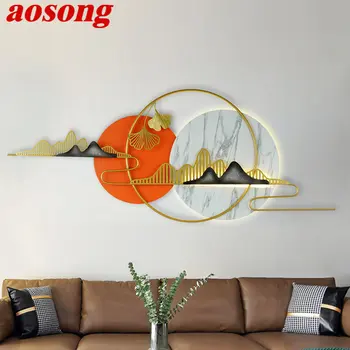 AOSONG kinų sieninis šviestuvas LED modernus prabangus kūrybinis apvalus peizažas Sconce Indoor for Living Room Bedroom