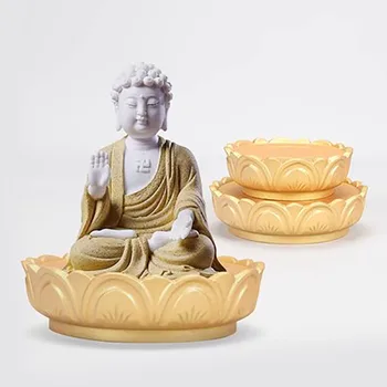 Apvali auksinio lotoso bazė, Guanyin Bodhis garbina turtus Dievas Budos statula, Guan Gong dekoracija, Budos pjedestalo bazė