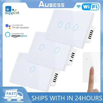 Aubess WiFi JAV išmanusis jungiklis 1/2/3 Gaujos šviesos jungikliui reikia neutralios vielos Tuya Smart Life nuotolinio valdymo pulto palaikymas Alexa Google Home