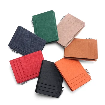 Aukštos kokybės odiniai pinigai Baotou Layer Cowhide Coin Wallet Multi-slot Zipper Card Bag Real Pickup Clip