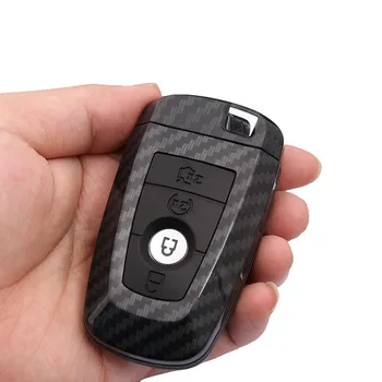 Auto Smart Remote Carbon Fiber Cover Shell Car Styling Key Case for Ford Focus Fusion Mondeo Mustang Edge EXplorer 2017 2018