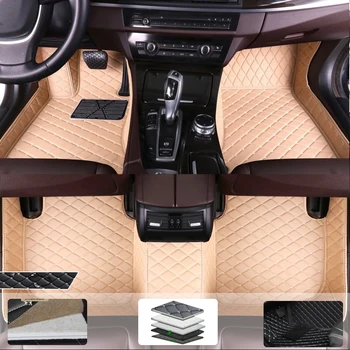 Automobiliniai grindų kilimėliai AUDI S5 kabrioletui 2007-2014 2015 2016 Custom Auto Foot Pads Leather Waterproof Carpet Interjero aksesuarai