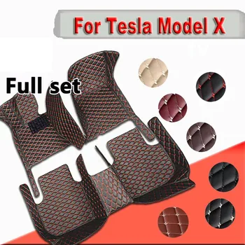 Automobiliniai kilimėliai Tesla Model X 7 Seat 2015~2022 Pilnas komplektas Prabangūs kilimai Kilimėlis Anti Dirt Pad Odinis kilimėlis Automobilių aksesuarai Tapete Carro