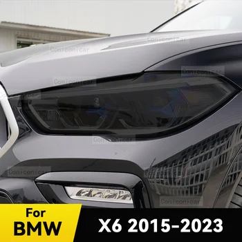 Automobiliniai žibintai Apsauginė plėvelė Priekinio žibinto dangtelis Rūkyta juoda TPU plėvelė Priedų lipdukas BMW X6 F16 F86 M 2015-2023