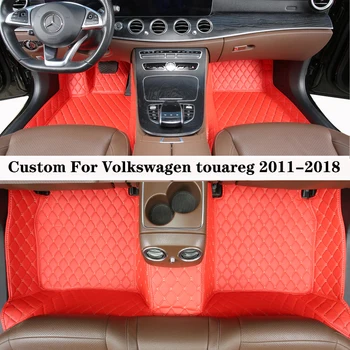 Automobilinis grindų kilimėlis pritaikytas Volkswagen Touareg 2011 2012 2013 2014 2015 2016 2017 2018 Pilnas komplektas prabangių pėdų pagalvėlių automatinis priedas