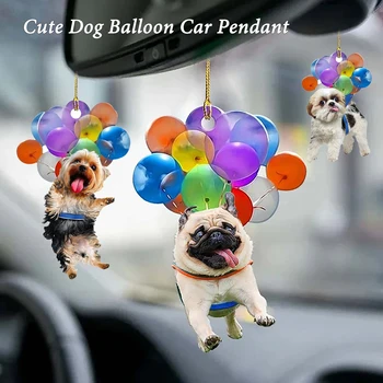 Automobilio pakabukas Spalvingas balionas Šuniukas Mielas šuo Ornamentas Automobiliai Galinio vaizdo veidrodėlių dekoravimas Namų dekoras Automobilio salono aksesuarai