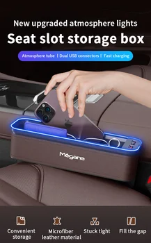 Automobilio salonas LED 7 spalvų atmosfera Šviesos siuvamos kėdės daiktadėžė Renault Medgane Auto Universal USB daiktadėžės priedai