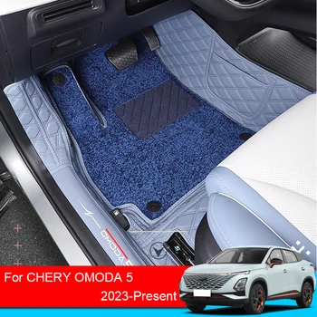 Automobilis Nappa PU odinis vielos pėdų kilimėlis CHERY OMODA 5 2023 2024 2025 LHD grindų kilimų apsauga vandeniui atsparus trinkelių automatinis priedas