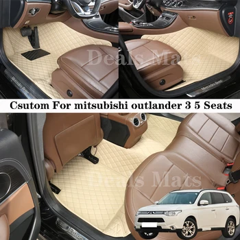 Automobilių grindų kilimėliai Mitsubishi Outlander 3 Penkių sėdynių oda visiems sezonams Neperšlampami kilimėliai Individualūs kilimų priedai