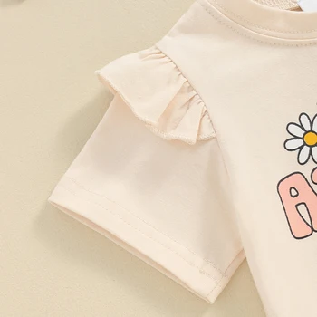 Baby Toddler Baby Girl Apranga Mano Auntie Bestie Era Ruffle marškinėliai trumpomis rankovėmis Viršutiniai šortai Komplektas Vasariniai drabužiai