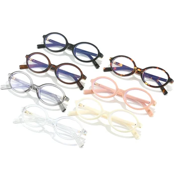 Baigta Moterys Vyrai Optiniai akiniai Prabangus apvalus mažas rėmelis Anti Mėlyni spinduliai Optiniai akiniai Korėjietiško stiliaus akiniai