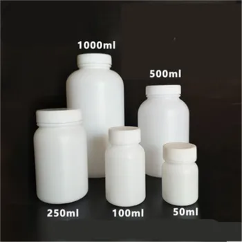 baltas plastikinis platus burnos butelis su vidiniu dangteliu, reagento butelis 50ml 100ml 250ml 500ml 1000ml