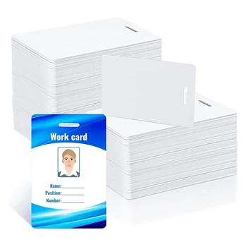 Baltos PVC kortelės PVC kortelės PVC kortelės su lizdo perforatoriumi, standartinės CR80 30Mil spausdinamos plastikinės nuotraukos ID ženklelis Vertikalios vizitinės kortelės