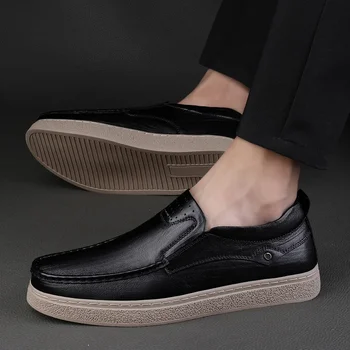 Batai vyrams 2023 Prekės ženklas Įsispiriami vyriški odiniai laisvalaikio batai Naujas siuvimas Karštas išpardavimas Apvalus pirštas Kvėpuojantys patogūs batai Zapatos