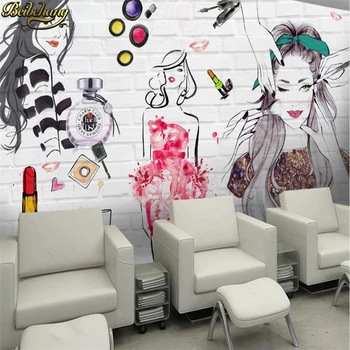 beibehang custom 3d tapetai freska akvarelės plytų siena grožio parduotuvė kosmetikos parduotuvė foninė siena papel de pared