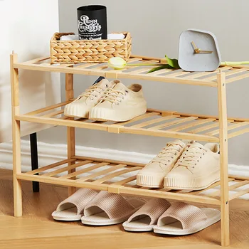 bendrabučio batų stovas paprastas daugiasluoksnis bambuko batų komplektas Superpozicijos batų organizatoriai Lentynų spintelė Laikymo lentyna