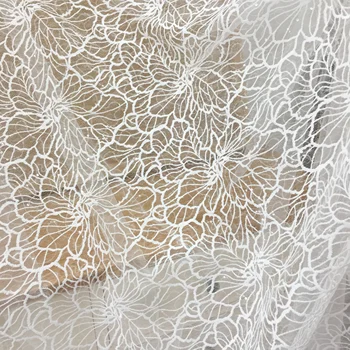 Beveik baltas tinklelis Skaidrus blizgus nėrinių audinys Vestuvinė suknelė Haute Veil nėrinių aksesuarai