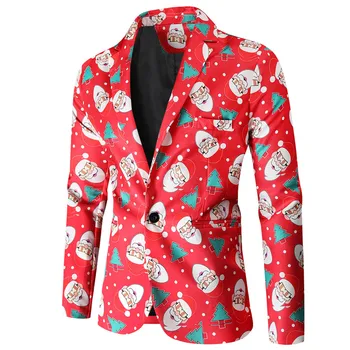 Blazer Fit Slim Jacket Casual Buttons Coat Blazers Party Christmas Print Suit Fashion Suit Vyriškas kostiumas