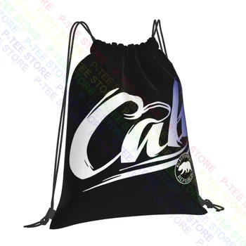 Blue California Republic Cali Bear Drawstring Bags Gym Bag Bookbag Art Print Sports Bag Multi-function