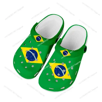 Brazilijos vėliava Namai užkemša pasirinktinius vandens batus Vyrai Moterys Paauglių futbolas Futbolo sodas Klumpė Kvėpuojančios paplūdimio skylės šlepetės
