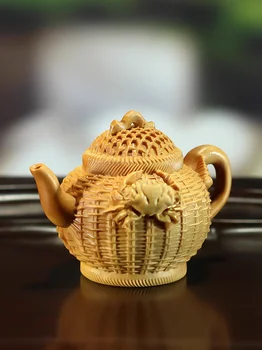 Buksmedžio raižytas krabų žvejybos krepšys puodas medžio masyvo rankinis arbatos gabalas Augintinis Aštuoni vakarėliai Caizhaocai namų svetainės dekoravimui